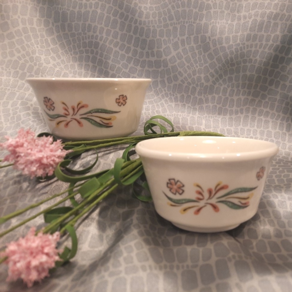 Vintage Taylor Smith & Taylor Rooster Custard Cups ~ Set of 2